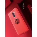 Силиконовый Чехол для Магнитного Держателя с Кольцом для Пальца Подставкой для Xiaomi Pocophone F1 Красный