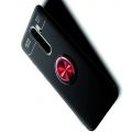 Силиконовый Чехол для Магнитного Держателя с Кольцом для Пальца Подставкой для Xiaomi Redmi Note 8 Pro Красный / Черный