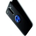 Силиконовый Чехол для Магнитного Держателя с Кольцом для Пальца Подставкой для Xiaomi Redmi Note 8 Pro Синий / Черный