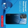 Силиконовый Стеклянный Бирюзовый / Синий Градиентный Корпус Чехол для Телефона Xiaomi Redmi Note 10