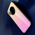 Силиконовый Стеклянный Розовый / Фиолетовый Градиентный Корпус Чехол для Телефона Huawei Mate 30 Pro