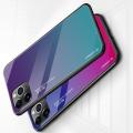 Силиконовый Стеклянный Синий / Розовый Градиентный Корпус Чехол для Телефона iPhone 11 Pro