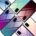 Силиконовый Стеклянный Синий / Розовый Градиентный Корпус Чехол для Телефона Samsung Galaxy A31