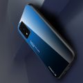 Силиконовый Стеклянный Синий Градиентный Корпус Чехол для Телефона Samsung Galaxy S20 Plus