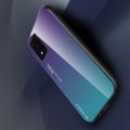 Силиконовый Стеклянный Бирюзовый / Синий Градиентный Корпус Чехол для Телефона Samsung Galaxy S20