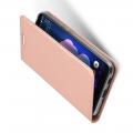 Тонкий Флип Чехол Книжка с Скрытым Магнитом и Отделением для Карты для HTC U12+ Розовое Золото