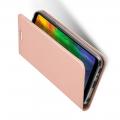 Тонкий Флип Чехол Книжка с Скрытым Магнитом и Отделением для Карты для LG Q7 / Q7+ / Q7a Розовое Золото