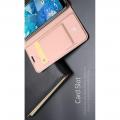 Тонкий Флип Чехол Книжка с Скрытым Магнитом и Отделением для Карты для Nokia 7.1 Розовое Золото