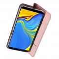 Тонкий Флип Чехол Книжка с Скрытым Магнитом и Отделением для Карты для Samsung Galaxy A7 2018 SM-A750 Розовое Золото