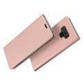 Тонкий Флип Чехол Книжка с Скрытым Магнитом и Отделением для Карты для Samsung Galaxy Note 9 Розовое Золото