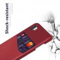 Тонкий Пластиковый PU Кожаный Чехол с Карманом для Карты для Samsung Galaxy Note 10 Plus Красный