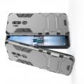 Защитный усиленный гибридный чехол противоударный с подставкой для LG G7 ThinQ Серый