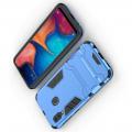 Защитный усиленный гибридный чехол противоударный с подставкой для Samsung Galaxy A20e Синий