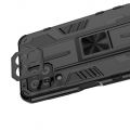 Защитный усиленный гибридный чехол противоударный с подставкой для Samsung Galaxy A22 Черный