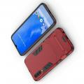 Защитный усиленный гибридный чехол противоударный с подставкой для Samsung Galaxy A70 Красный