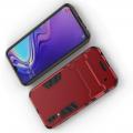 Защитный усиленный гибридный чехол противоударный с подставкой для Samsung Galaxy M10 Красный