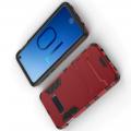 Защитный усиленный гибридный чехол противоударный с подставкой для Samsung Galaxy S10e Красный