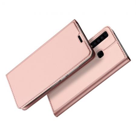 Тонкий Флип Чехол Книжка с Скрытым Магнитом и Отделением для Карты для Samsung Galaxy A9 2018 SM-A920F Розовое Золото