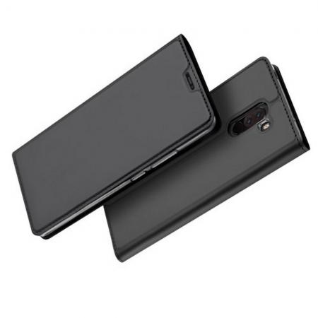 Тонкий Флип Чехол Книжка с Скрытым Магнитом и Отделением для Карты для Xiaomi Redmi Note 8 Pro Черный