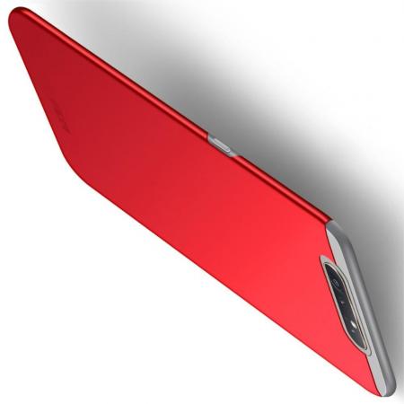 Ультратонкий Матовый Кейс Пластиковый Накладка Чехол для Samsung Galaxy A80 / A90 Красный