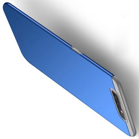 Ультратонкий Матовый Кейс Пластиковый Накладка Чехол для Samsung Galaxy A80 / A90 Синий