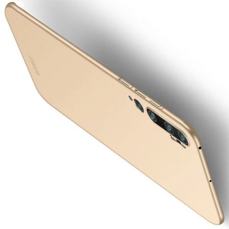 Ультратонкий Матовый Кейс Пластиковый Накладка Чехол для Xiaomi Mi Note 10 Золотой