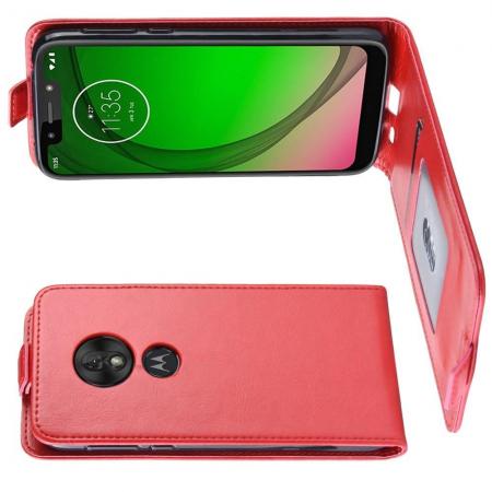 Вертикальный флип чехол книжка с откидыванием вниз для Motorola Moto G7 Play - Красный