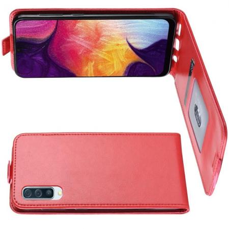 Вертикальный флип чехол книжка с откидыванием вниз для Samsung Galaxy A50 - Красный