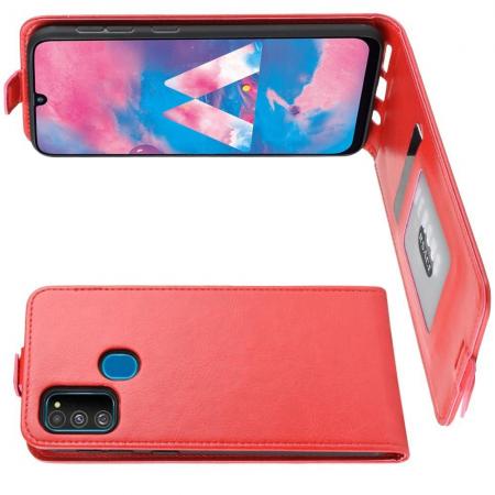 Вертикальный флип чехол книжка с откидыванием вниз для Samsung Galaxy M30s - Красный
