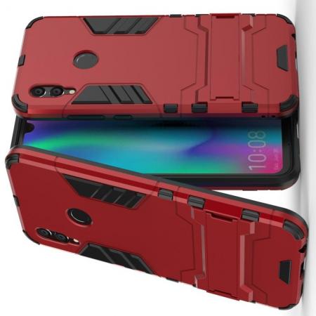 Защитный усиленный гибридный чехол противоударный с подставкой для Huawei Honor 10 Lite Красный