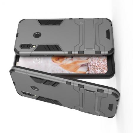 Защитный усиленный гибридный чехол противоударный с подставкой для Huawei Honor Play Серый
