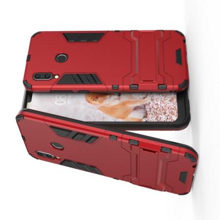 Защитный усиленный гибридный чехол противоударный с подставкой для Huawei Honor Play Красный