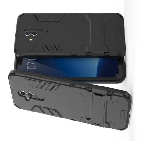 Защитный усиленный гибридный чехол противоударный с подставкой для Huawei Mate 20 Lite Черный