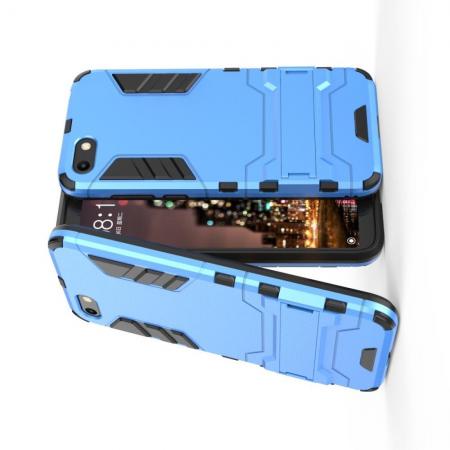 Защитный усиленный гибридный чехол противоударный с подставкой для Huawei Y5 2018 / Y5 Prime 2018 / Honor 7A Голубой