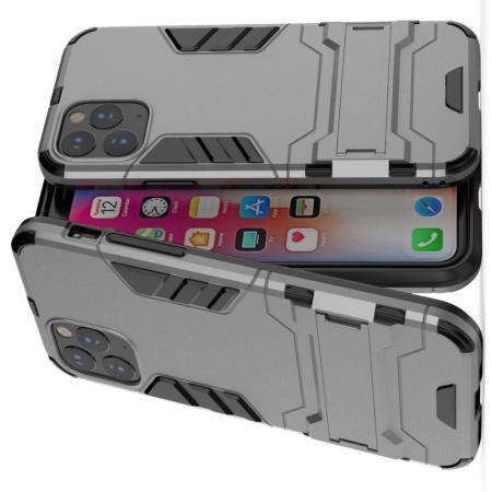 Защитный усиленный гибридный чехол противоударный с подставкой для iPhone 11 Серый