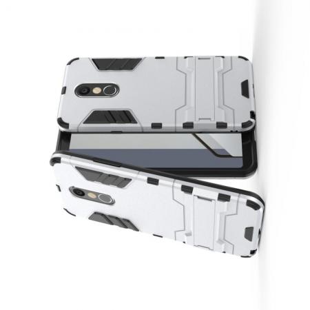 Защитный усиленный гибридный чехол противоударный с подставкой для LG Q Stylus+ Белый