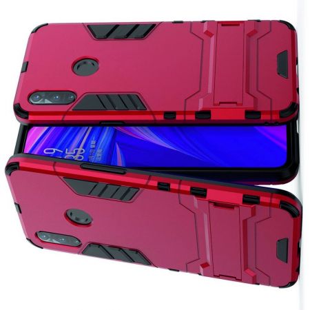 Защитный усиленный гибридный чехол противоударный с подставкой для Oppo Realme 3 Красный