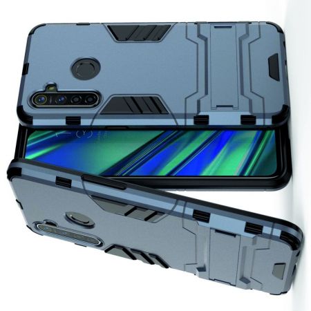 Защитный усиленный гибридный чехол противоударный с подставкой для OPPO Realme 5 Pro Синий