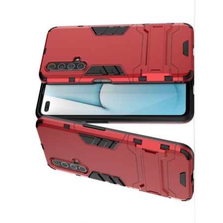 Защитный усиленный гибридный чехол противоударный с подставкой для Realme X3 Superzoom Красный