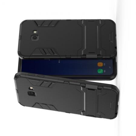 Защитный усиленный гибридный чехол противоударный с подставкой для Samsung Galaxy J4 Plus SM-J415 Черный